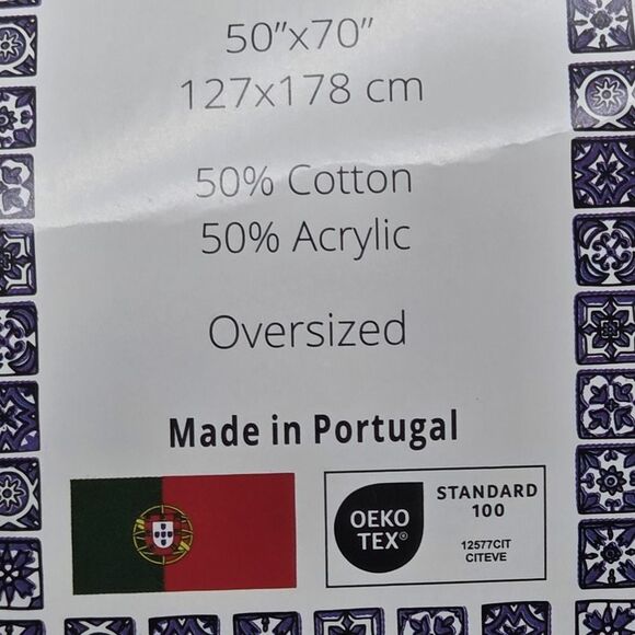 Penedo Weaving Jacquard Oversized Throw Blanket Plaid Cream Black 50x70 Portugal - Picture 8 of 8